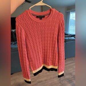 Tommy Hilfiger Pink Crew Neck Cable Knit Sweater